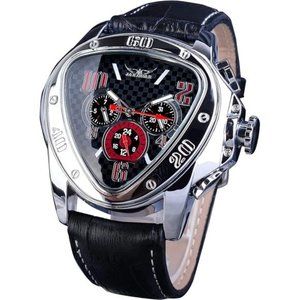 NEW Black/Red Luxury Mechanical Watch Leather Strap